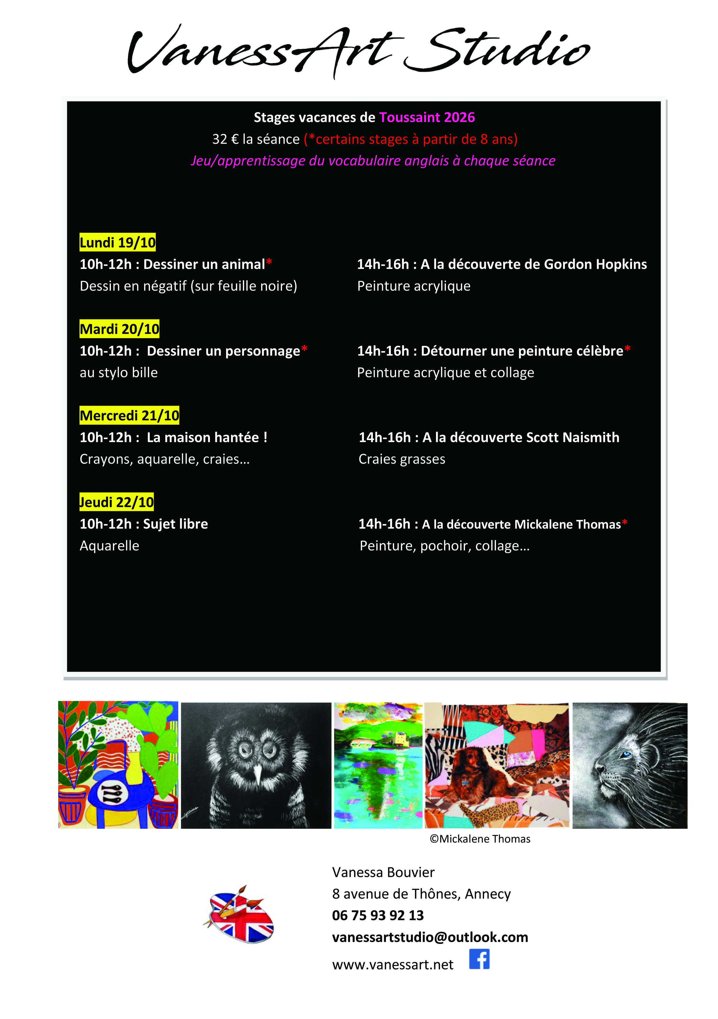 Stages enfants Toussaint 2026 